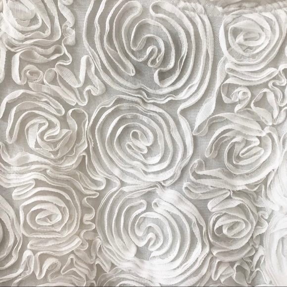 White Mesh Lace Rose Floral Long Sleeve Textured Top - Picture 3 of 7